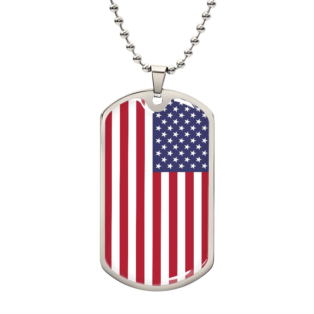 American Flag Military Style Dog Tag Necklace | Custom Engraving |50% OFF! Silver