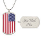American Flag Military Style Dog Tag Necklace | Custom Engraving |50% OFF! Silver