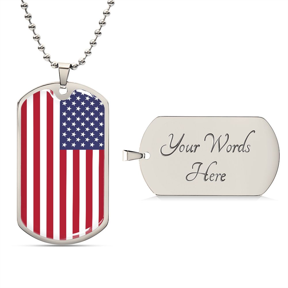 American Flag Military Style Dog Tag Necklace