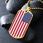 American Flag Military Style Dog Tag Necklace | Custom Engraving |50% OFF! 18K Gold FInish on Display