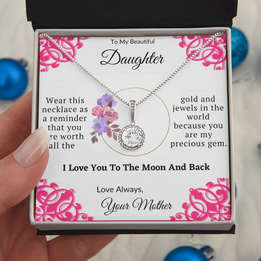 To My Daughter Precious Gem Necklace