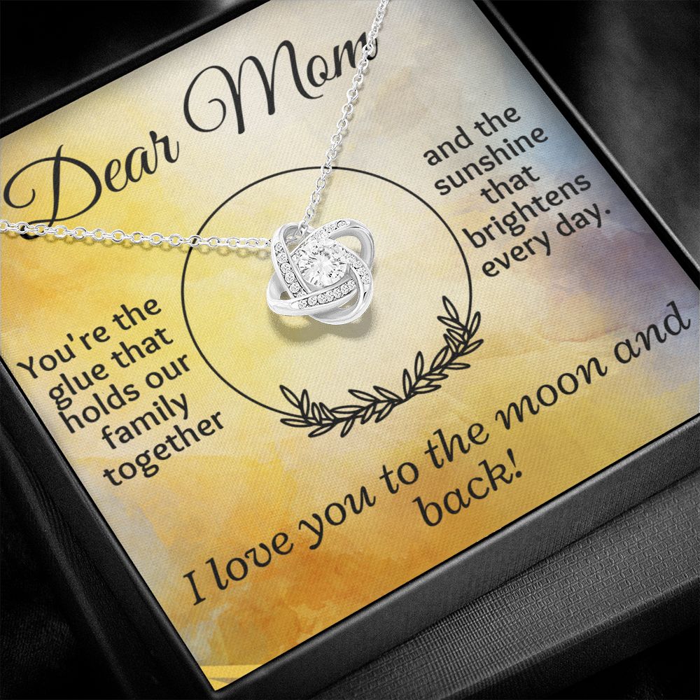 Gift Necklace To Mom: I Love You To The Moon and Back white gold in 2 tone box