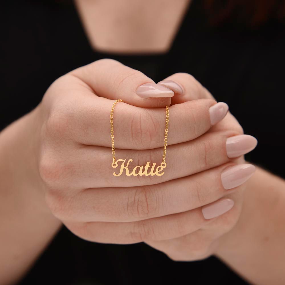 To My Girlfriend Custom Name Necklace with a Valentine's Day Message | Now a 18k Yellow Gold Option