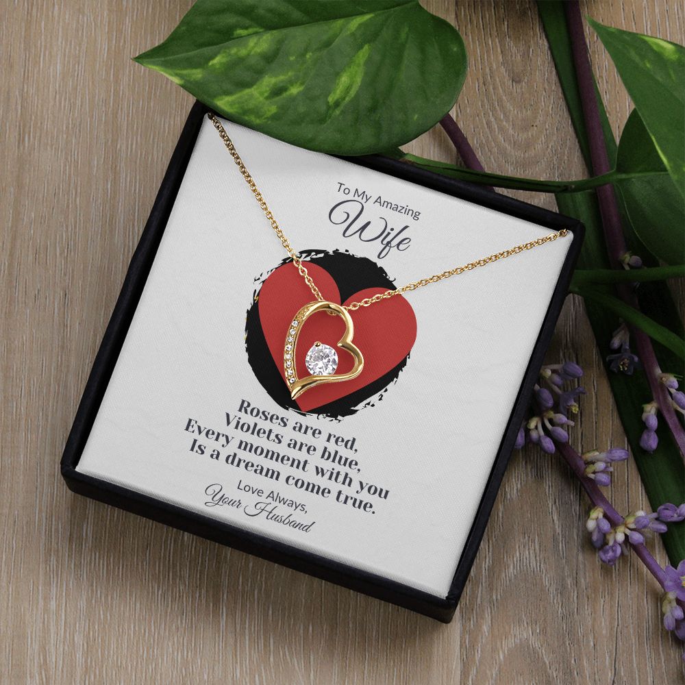 To My Wife Heart Necklace with Valentine's Day Poem